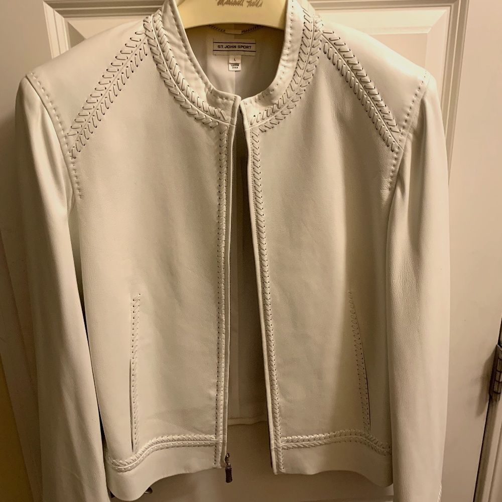 St. John Sport White Leather Jacket
